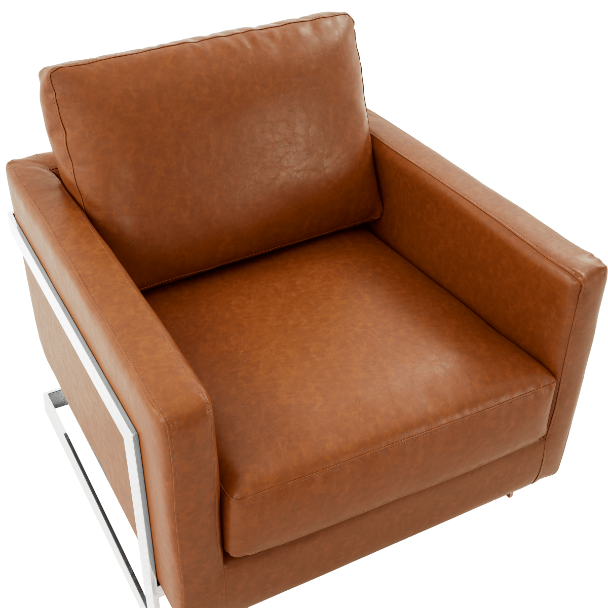 Lincoln Modern Upholstered in Fabric Single Seater Sofa With Gold/Black/White Metal Frame Leather Silver Cognac Tan Sofa Leisuremod