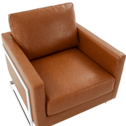 Lincoln Modern Upholstered in Fabric Single Seater Sofa With Gold/Black/White Metal Frame Leather Silver Cognac Tan Sofa Leisuremod