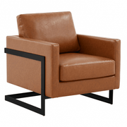 Lincoln Modern Upholstered in Fabric Single Seater Sofa With Gold/Black/White Metal Frame Leather Black Brown Sofa Leisuremod
