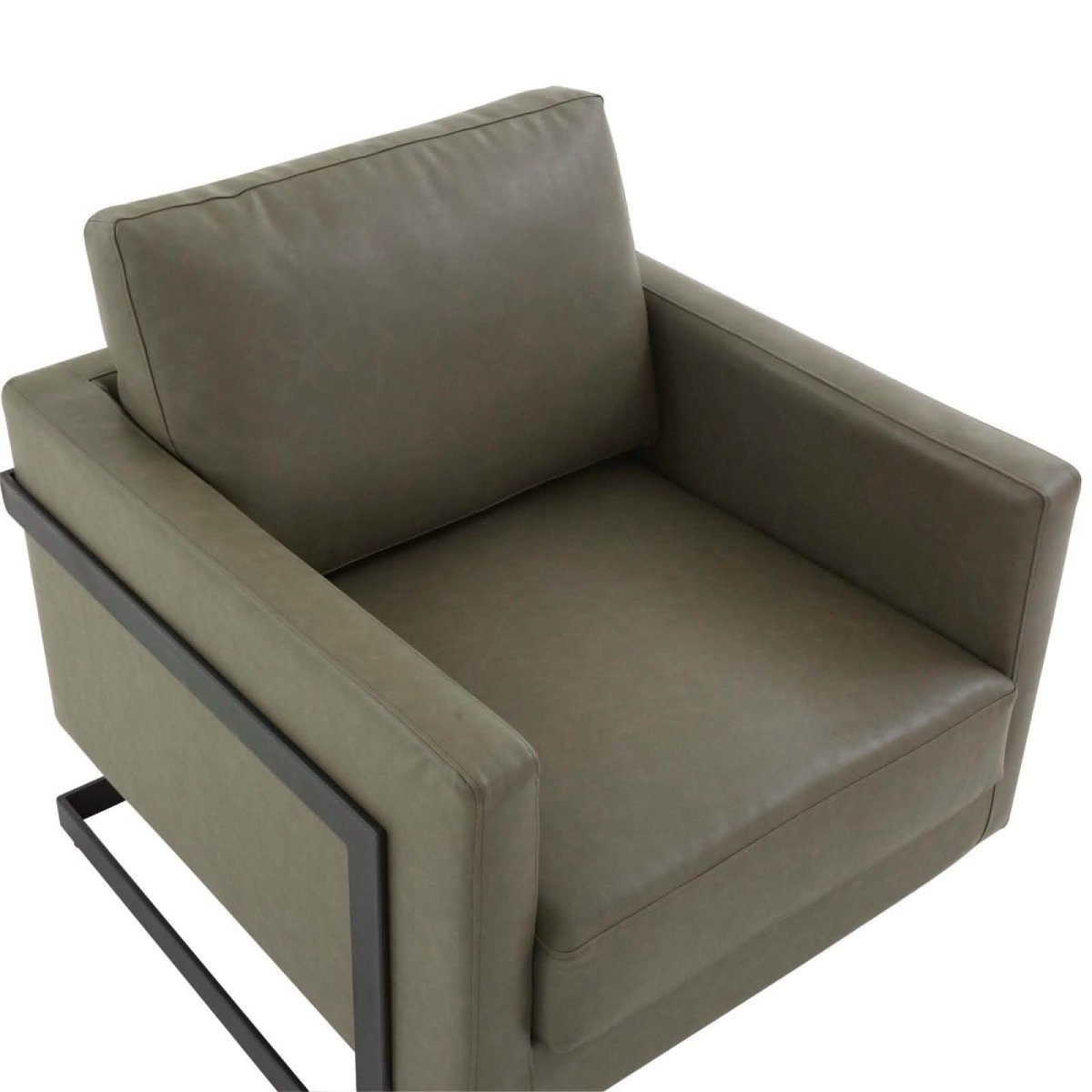 Lincoln Modern Upholstered in Fabric Single Seater Sofa With Gold/Black/White Metal Frame Leather Black Grey Sofa Leisuremod