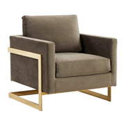 Lincoln Modern Upholstered in Fabric Single Seater Sofa With Gold/Black/White Metal Frame Velvet Gold Dark Grey Sofa Leisuremod