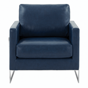 Lincoln Modern Upholstered in Fabric Single Seater Sofa With Gold/Black/White Metal Frame Leather Silver Blue Sofa Leisuremod