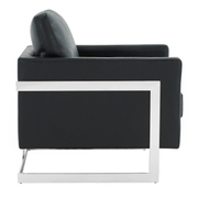 Lincoln Modern Upholstered in Fabric Single Seater Sofa With Gold/Black/White Metal Frame Leather Silver Black Sofa Leisuremod