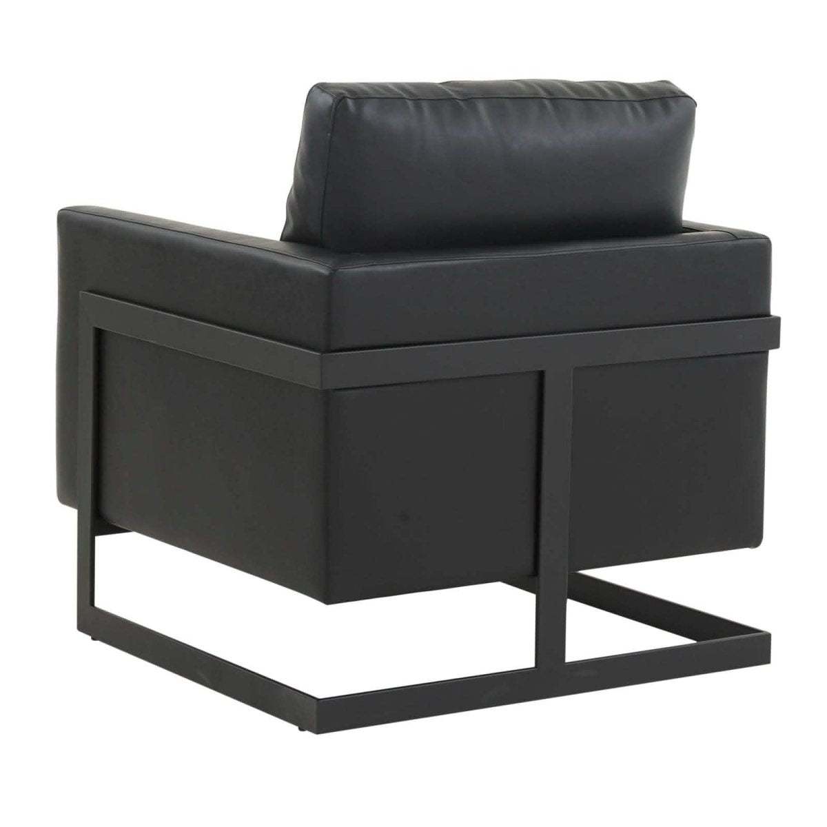 Lincoln Modern Upholstered in Fabric Single Seater Sofa With Gold/Black/White Metal Frame Leather Black Black Sofa Leisuremod