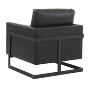 Lincoln Modern Upholstered in Fabric Single Seater Sofa With Gold/Black/White Metal Frame Leather Black Black Sofa Leisuremod