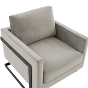 Lincoln Modern Upholstered in Fabric Single Seater Sofa With Gold/Black/White Metal Frame Velvet Black Light Grey Sofa Leisuremod