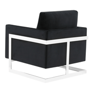 Lincoln Modern Upholstered in Fabric Single Seater Sofa With Gold/Black/White Metal Frame Leather Silver Black Sofa Leisuremod