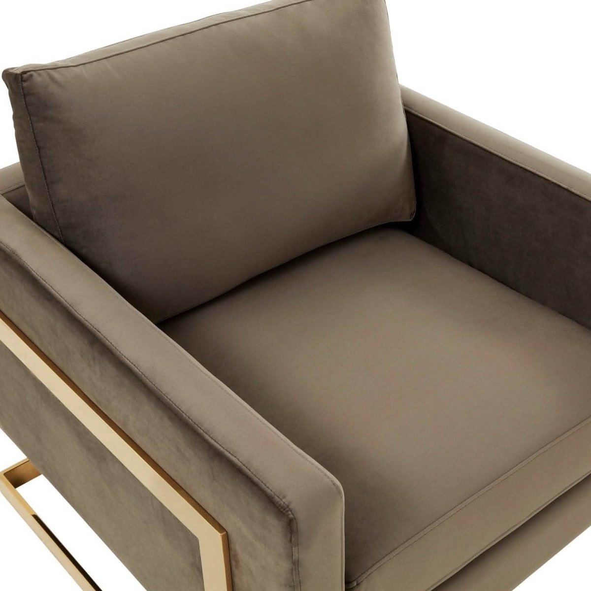 Lincoln Modern Upholstered in Fabric Single Seater Sofa With Gold/Black/White Metal Frame Velvet Gold Dark Grey Sofa Leisuremod