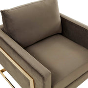 Lincoln Modern Upholstered in Fabric Single Seater Sofa With Gold/Black/White Metal Frame Velvet Gold Dark Grey Sofa Leisuremod