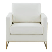 Lincoln Modern Upholstered in Fabric Single Seater Sofa With Gold/Black/White Metal Frame Leather Gold White Sofa Leisuremod