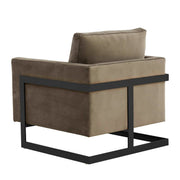 Lincoln Modern Upholstered in Fabric Single Seater Sofa With Gold/Black/White Metal Frame Velvet Gold Light Grey Sofa Leisuremod