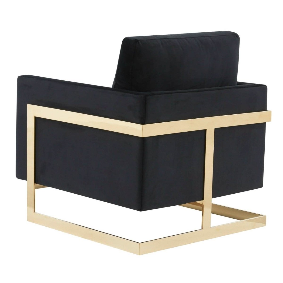 Lincoln Modern Upholstered in Fabric Single Seater Sofa With Gold/Black/White Metal Frame Velvet Gold Midnight Black Sofa Leisuremod