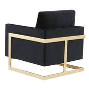 Lincoln Modern Upholstered in Fabric Single Seater Sofa With Gold/Black/White Metal Frame Velvet Gold Midnight Black Sofa Leisuremod