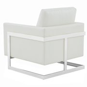 Lincoln Modern Upholstered in Fabric Single Seater Sofa With Gold/Black/White Metal Frame Leather Silver White Sofa Leisuremod