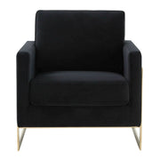 Lincoln Modern Upholstered in Fabric Single Seater Sofa With Gold/Black/White Metal Frame Velvet Gold Midnight Black Sofa Leisuremod