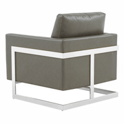 Lincoln Modern Upholstered in Fabric Single Seater Sofa With Gold/Black/White Metal Frame Leather Silver Grey Sofa Leisuremod