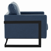 Lincoln Modern Upholstered in Fabric Single Seater Sofa With Gold/Black/White Metal Frame Leather Black Blue Sofa Leisuremod