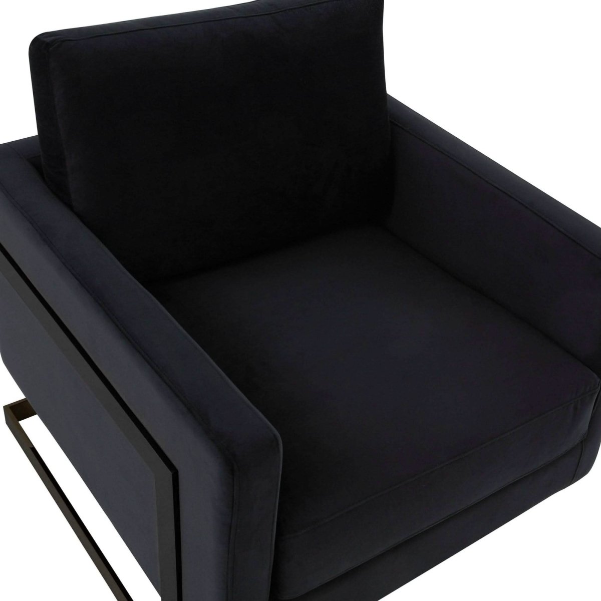 Lincoln Modern Upholstered in Fabric Single Seater Sofa With Gold/Black/White Metal Frame Velvet Gold Light Grey Sofa Leisuremod