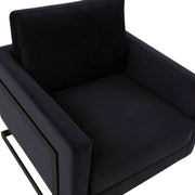 Lincoln Modern Upholstered in Fabric Single Seater Sofa With Gold/Black/White Metal Frame Velvet Gold Light Grey Sofa Leisuremod