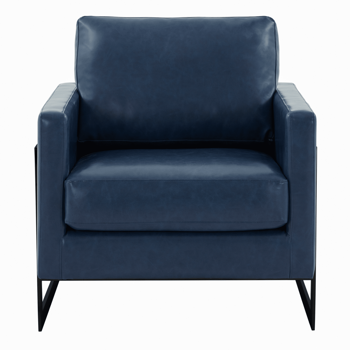 Lincoln Modern Upholstered in Fabric Single Seater Sofa With Gold/Black/White Metal Frame Leather Black Blue Sofa Leisuremod