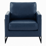 Lincoln Modern Upholstered in Fabric Single Seater Sofa With Gold/Black/White Metal Frame Leather Black Blue Sofa Leisuremod