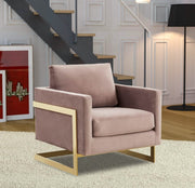 Lincoln Modern Upholstered in Fabric Single Seater Sofa With Gold/Black/White Metal Frame Velvet Gold Dark Grey Sofa Leisuremod