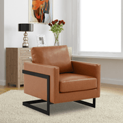 Lincoln Modern Upholstered in Fabric Single Seater Sofa With Gold/Black/White Metal Frame Leather Black Brown Sofa Leisuremod