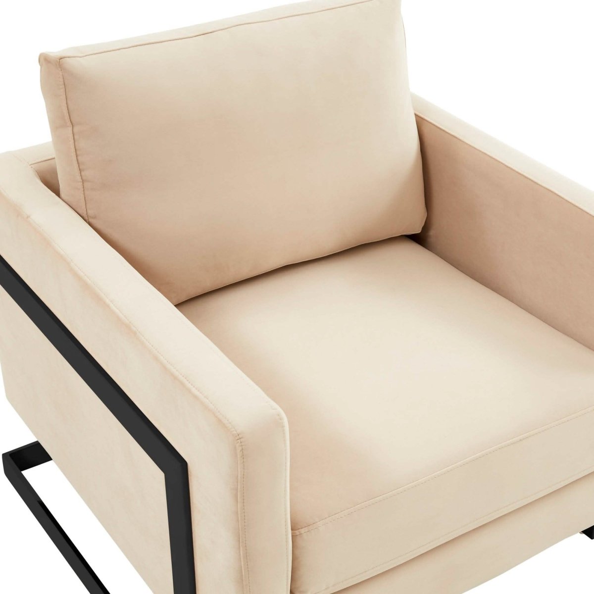 Lincoln Modern Upholstered in Fabric Single Seater Sofa With Gold/Black/White Metal Frame Velvet Gold Light Grey Sofa Leisuremod
