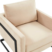 Lincoln Modern Upholstered in Fabric Single Seater Sofa With Gold/Black/White Metal Frame Velvet Gold Light Grey Sofa Leisuremod