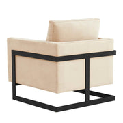 Lincoln Modern Upholstered in Fabric Single Seater Sofa With Gold/Black/White Metal Frame Velvet Gold Light Grey Sofa Leisuremod