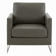Lincoln Modern Upholstered in Fabric Single Seater Sofa With Gold/Black/White Metal Frame Leather Silver Grey Sofa Leisuremod