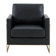 Lincoln Modern Upholstered in Fabric Single Seater Sofa With Gold/Black/White Metal Frame Leather Gold Black Sofa Leisuremod