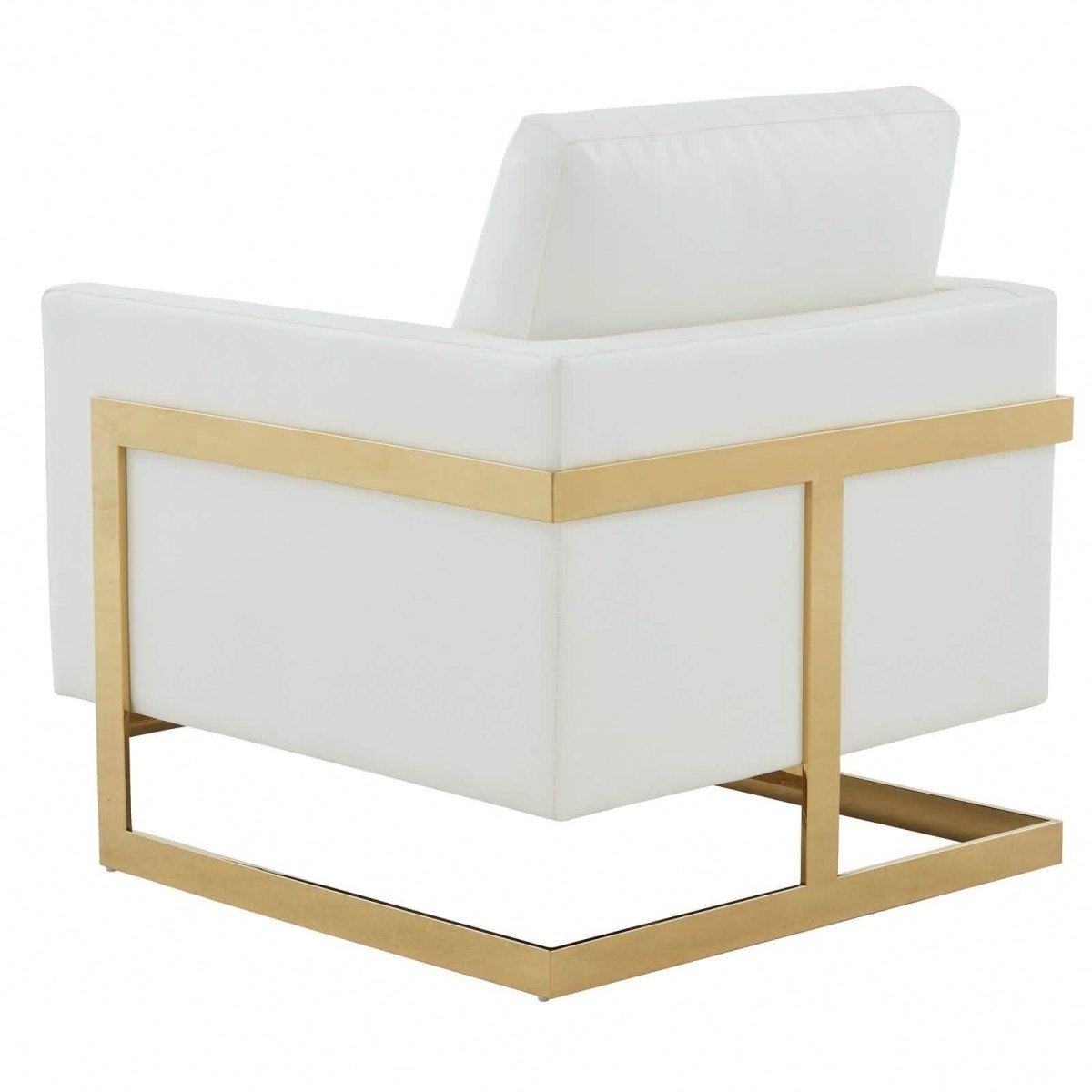 Lincoln Modern Upholstered in Fabric Single Seater Sofa With Gold/Black/White Metal Frame Leather Gold White Sofa Leisuremod