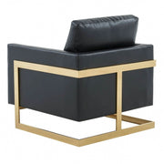 Lincoln Modern Upholstered in Fabric Single Seater Sofa With Gold/Black/White Metal Frame Leather Gold Black Sofa Leisuremod