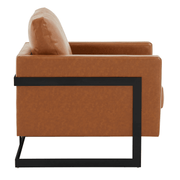 Lincoln Modern Upholstered in Fabric Single Seater Sofa With Gold/Black/White Metal Frame Leather Black Brown Sofa Leisuremod