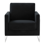 Lincoln Modern Upholstered in Fabric Single Seater Sofa With Gold/Black/White Metal Frame Leather Silver Black Sofa Leisuremod