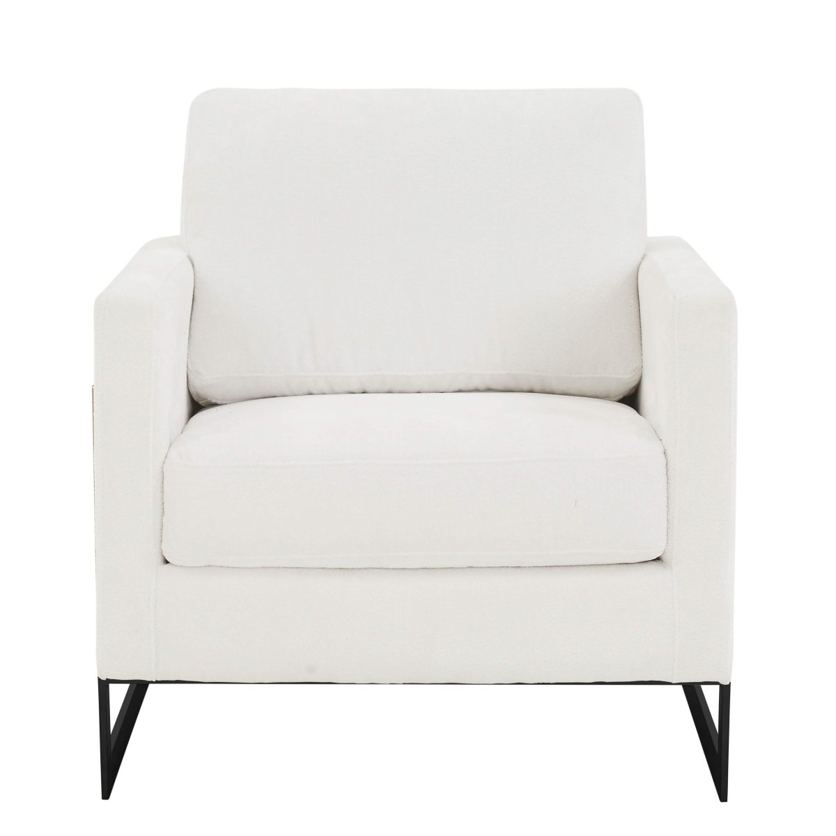 Lincoln Modern Upholstered in Fabric Single Seater Sofa With Gold/Black/White Metal Frame Boucle Black White Sofa Leisuremod