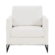 Lincoln Modern Upholstered in Fabric Single Seater Sofa With Gold/Black/White Metal Frame Boucle Black White Sofa Leisuremod