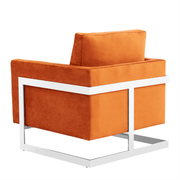Lincoln Modern Upholstered in Fabric Single Seater Sofa With Gold/Black/White Metal Frame Leather Silver Black Sofa Leisuremod