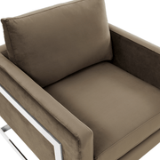 Lincoln Modern Upholstered in Fabric Single Seater Sofa With Gold/Black/White Metal Frame Leather Silver Black Sofa Leisuremod