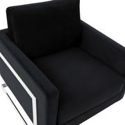 Lincoln Modern Upholstered in Fabric Single Seater Sofa With Gold/Black/White Metal Frame Leather Silver Black Sofa Leisuremod