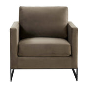 Lincoln Modern Upholstered in Fabric Single Seater Sofa With Gold/Black/White Metal Frame Velvet Gold Light Grey Sofa Leisuremod