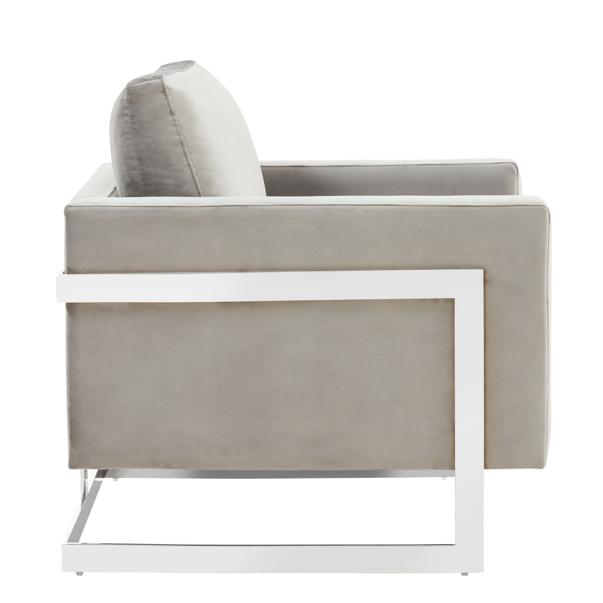 Lincoln Modern Upholstered in Fabric Single Seater Sofa With Gold/Black/White Metal Frame Boucle Silver Blue Sofa Leisuremod