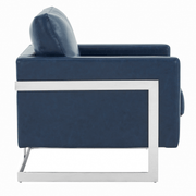 Lincoln Modern Upholstered in Fabric Single Seater Sofa With Gold/Black/White Metal Frame Leather Silver Blue Sofa Leisuremod
