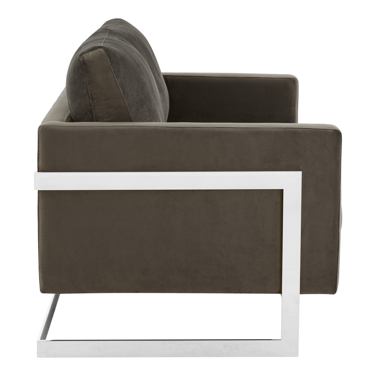 Lincoln Velvet/Leather Upholstered Loveseat with Gold/Black/Silver Steel Frame & Removable Cushions Velvet Silver Midnight Black Sofa Leisuremod