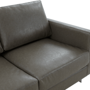 Lincoln Velvet/Leather Upholstered Loveseat with Gold/Black/Silver Steel Frame & Removable Cushions Leather Silver Grey Sofa Leisuremod