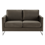 Lincoln Velvet/Leather Upholstered Loveseat with Gold/Black/Silver Steel Frame & Removable Cushions Velvet Silver Dark Grey Sofa Leisuremod