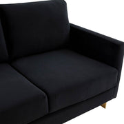 Lincoln Velvet/Leather Upholstered Loveseat with Gold/Black/Silver Steel Frame & Removable Cushions Velvet Gold Purple Sofa Leisuremod