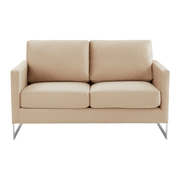 Lincoln Velvet/Leather Upholstered Loveseat with Gold/Black/Silver Steel Frame & Removable Cushions Velvet Silver Beige Sofa Leisuremod