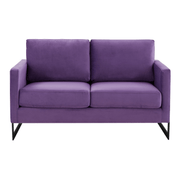 Lincoln Velvet/Leather Upholstered Loveseat with Gold/Black/Silver Steel Frame & Removable Cushions Velvet Black Light Grey Sofa Leisuremod